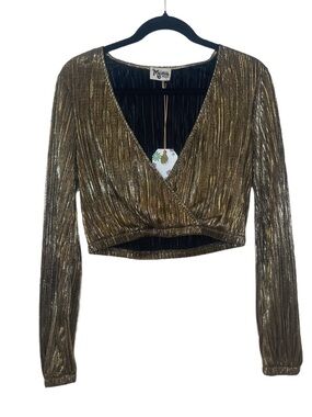 Show Me Your Mumu Donovan Crop Top in gold.